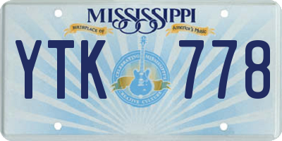 MS license plate YTK778