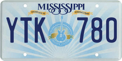 MS license plate YTK780