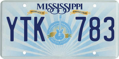 MS license plate YTK783