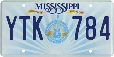 MS license plate YTK784