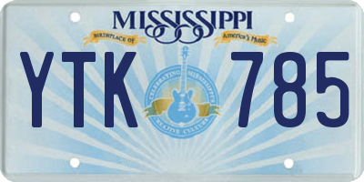 MS license plate YTK785