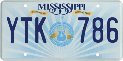 MS license plate YTK786