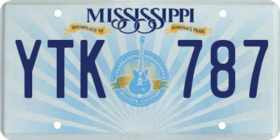 MS license plate YTK787