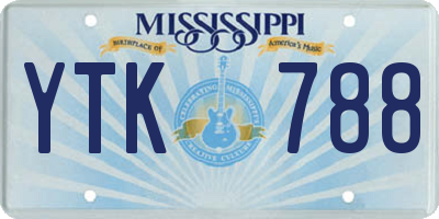 MS license plate YTK788