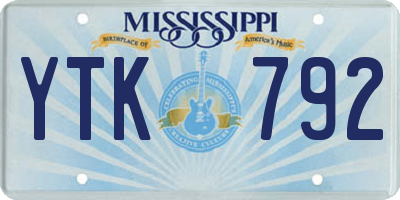 MS license plate YTK792