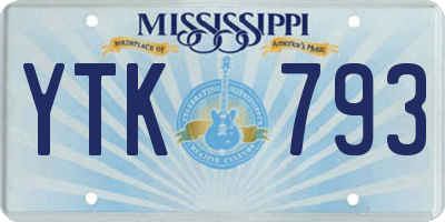 MS license plate YTK793