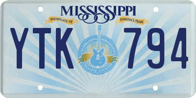 MS license plate YTK794
