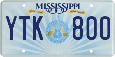MS license plate YTK800