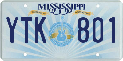 MS license plate YTK801