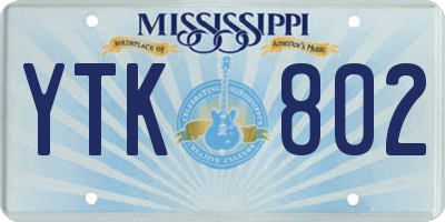 MS license plate YTK802
