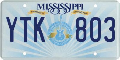 MS license plate YTK803