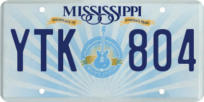 MS license plate YTK804