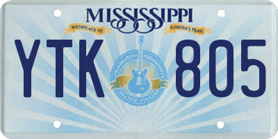 MS license plate YTK805