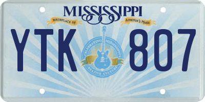 MS license plate YTK807