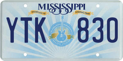 MS license plate YTK830