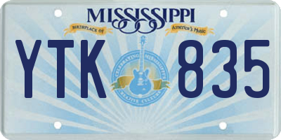 MS license plate YTK835