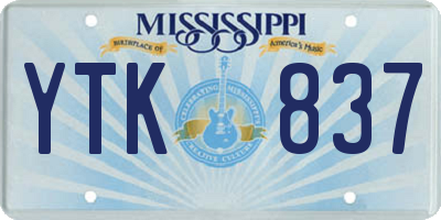 MS license plate YTK837