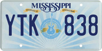 MS license plate YTK838