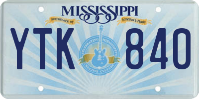MS license plate YTK840