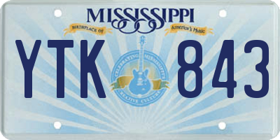 MS license plate YTK843