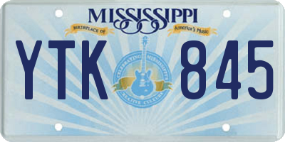 MS license plate YTK845