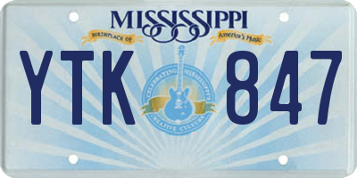 MS license plate YTK847