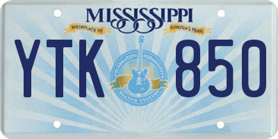 MS license plate YTK850