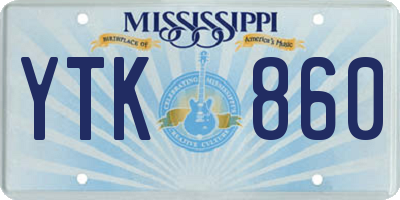 MS license plate YTK860