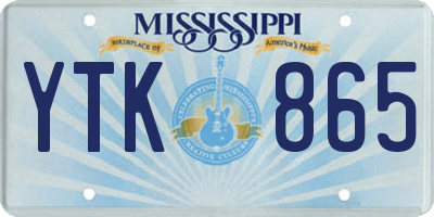MS license plate YTK865