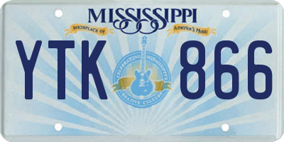 MS license plate YTK866