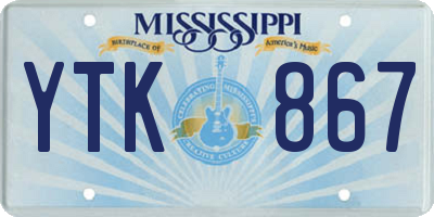 MS license plate YTK867