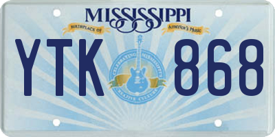 MS license plate YTK868