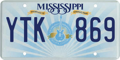 MS license plate YTK869