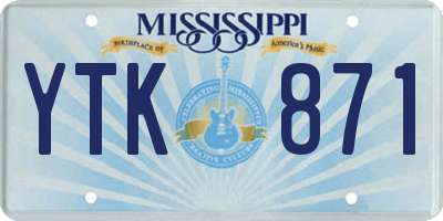 MS license plate YTK871