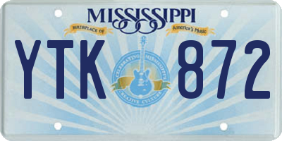 MS license plate YTK872