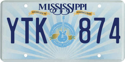 MS license plate YTK874