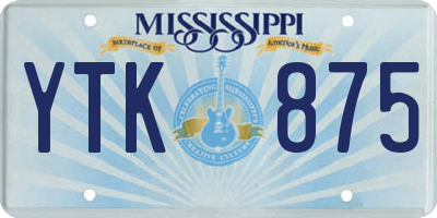 MS license plate YTK875
