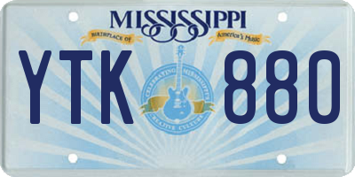 MS license plate YTK880