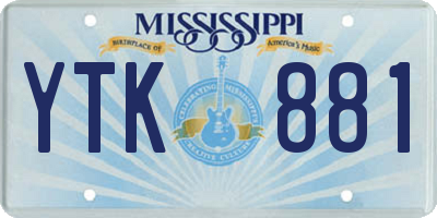 MS license plate YTK881
