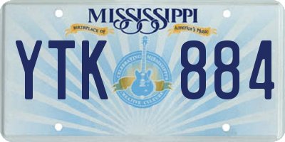 MS license plate YTK884