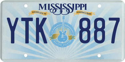 MS license plate YTK887