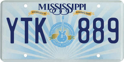 MS license plate YTK889