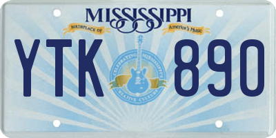 MS license plate YTK890
