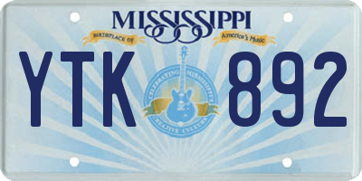 MS license plate YTK892