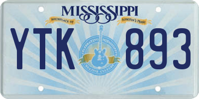 MS license plate YTK893