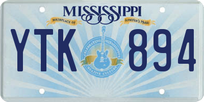 MS license plate YTK894