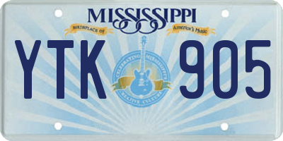 MS license plate YTK905