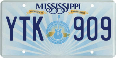 MS license plate YTK909