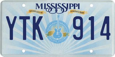 MS license plate YTK914