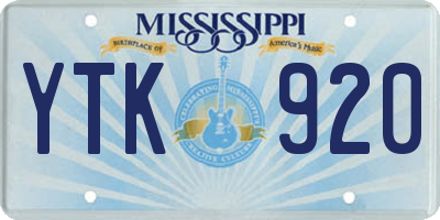 MS license plate YTK920